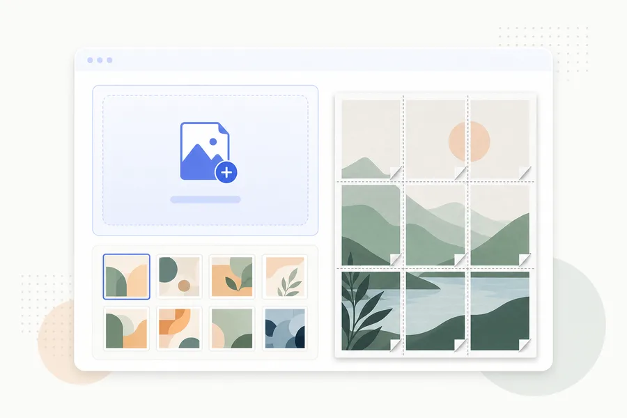 Upload area and template gallery preview for making a block poster
